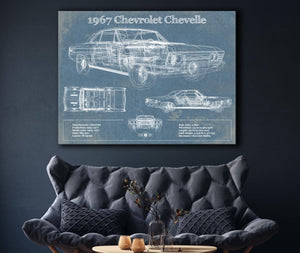Cutler West 1967 Chevrolet Chevelle Original Blueprint Art