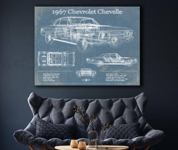 Cutler West 1967 Chevrolet Chevelle Original Blueprint Art