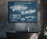 Cutler West Chevrolet Collection 1967 Chevrolet Impala Blueprint Vintage Auto Print