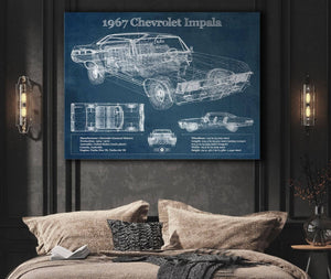 Cutler West 1967 Chevrolet Impala Blueprint Vintage Auto Print