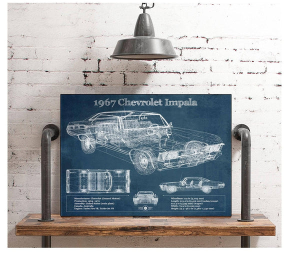 Cutler West 1967 Chevrolet Impala Blueprint Vintage Auto Print