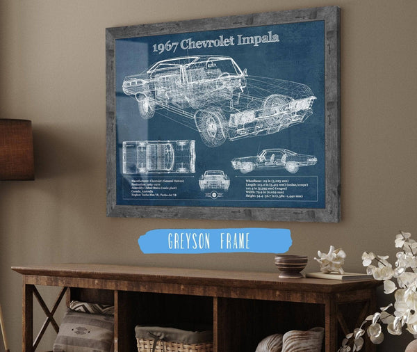 Cutler West 1967 Chevrolet Impala Blueprint Vintage Auto Print