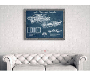 Cutler West 1967 Chevrolet Impala Blueprint Vintage Auto Print