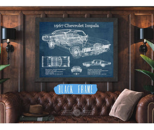 Cutler West 1967 Chevrolet Impala Blueprint Vintage Auto Print