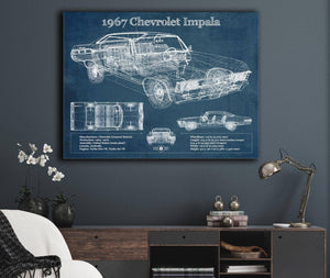 Cutler West 1967 Chevrolet Impala Blueprint Vintage Auto Print