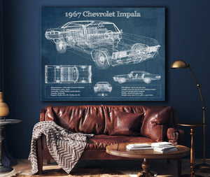 Cutler West 1967 Chevrolet Impala Blueprint Vintage Auto Print