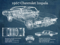 Cutler West Chevrolet Collection 14" x 11" / Unframed 1967 Chevrolet Impala Blueprint Vintage Auto Print 235353054