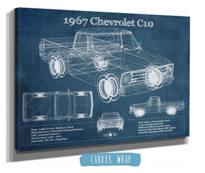 Cutler West 1967 Chevy C10 Shortbed Vintage Blueprint Truck Print