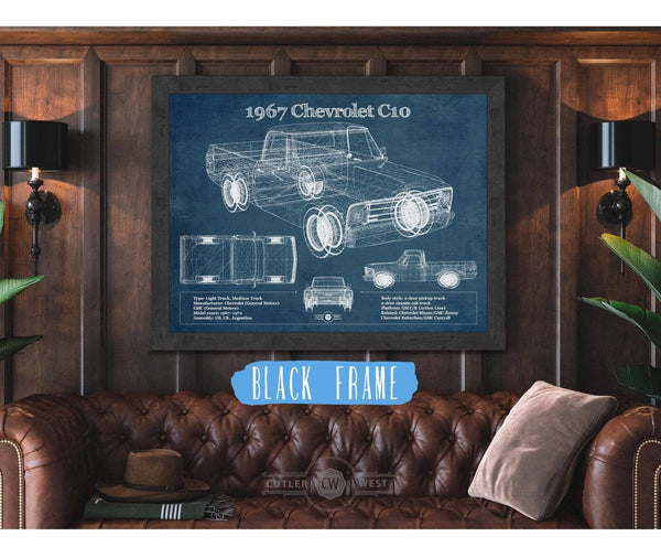 Cutler West 1967 Chevy C10 Shortbed Vintage Blueprint Truck Print