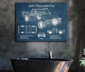 Cutler West 1967 Chevy C10 Shortbed Vintage Blueprint Truck Print