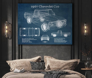 Cutler West 1967 Chevy C10 Shortbed Vintage Blueprint Truck Print