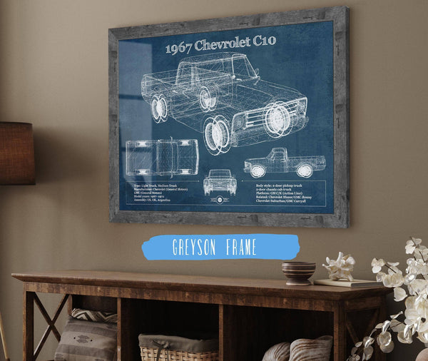 Cutler West 1967 Chevy C10 Shortbed Vintage Blueprint Truck Print