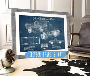 14" x 11" / Greyson Frame & Mat Cutler West 1967 Chevy C10 Shortbed Vintage Blueprint Truck Print