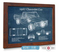 Cutler West Chevrolet Collection 14" x 11" / Walnut Frame 1967 Chevy C10 Shortbed Vintage Blueprint Truck Print 235353059