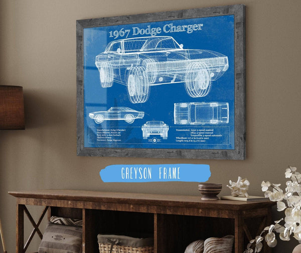 Cutler West 1967 Dodge Charger Vintage Blueprint Auto Print