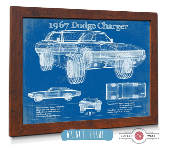 Cutler West 1967 Dodge Charger Vintage Blueprint Auto Print