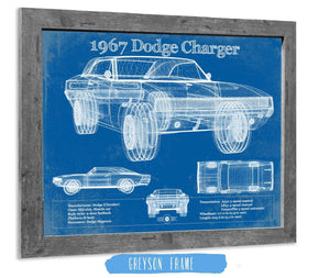 14" x 11" / Greyson Frame Cutler West 1967 Dodge Charger Vintage Blueprint Auto Print