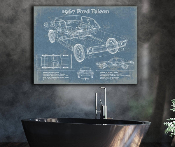 Cutler West 1967 Ford Falcon Coupe Blueprint Vintage Auto Print