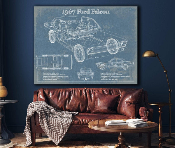 Cutler West 1967 Ford Falcon Coupe Blueprint Vintage Auto Print