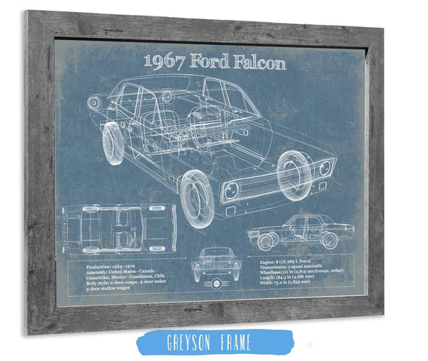 Cutler West 1967 Ford Falcon Coupe Blueprint Vintage Auto Print