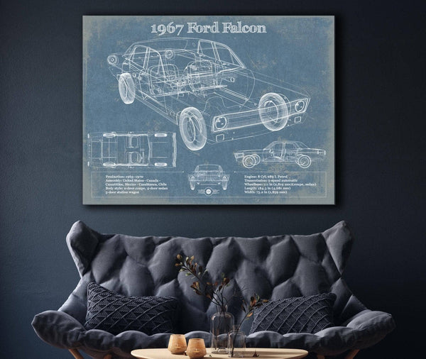 Cutler West 1967 Ford Falcon Coupe Blueprint Vintage Auto Print