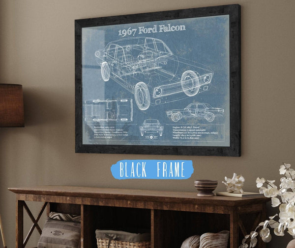 20" x 16" / Black Frame Cutler West 1967 Ford Falcon Coupe Blueprint Vintage Auto Print