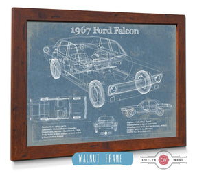 20" x 16" / Walnut Frame Cutler West 1967 Ford Falcon Coupe Blueprint Vintage Auto Print