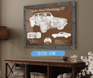 Cutler West 1967 Ford Mustang GT Blueprint Vintage Auto Print