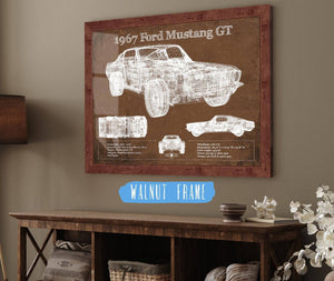 Cutler West 1967 Ford Mustang GT Blueprint Vintage Auto Print