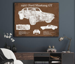 Cutler West 1967 Ford Mustang GT Blueprint Vintage Auto Print