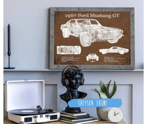 Cutler West 1967 Ford Mustang GT Blueprint Vintage Auto Print