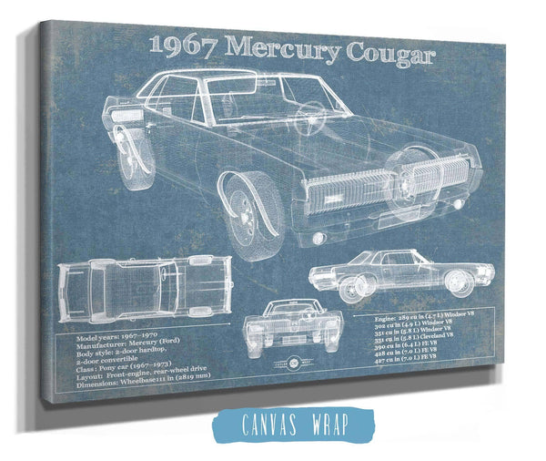 Cutler West 1967 Mercury Cougar Vintage Blueprint Auto Print