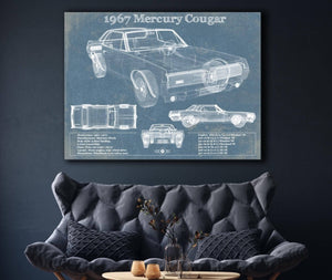 Cutler West 1967 Mercury Cougar Vintage Blueprint Auto Print