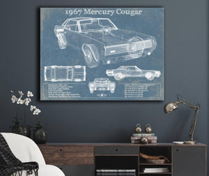 Cutler West 1967 Mercury Cougar Vintage Blueprint Auto Print