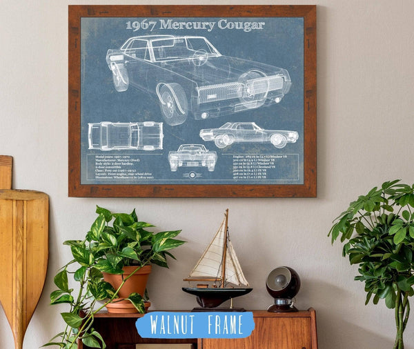 Cutler West 1967 Mercury Cougar Vintage Blueprint Auto Print