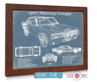 20" x 16" / Walnut Frame Cutler West 1967 Mercury Cougar Vintage Blueprint Auto Print