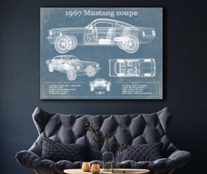 Cutler West 1967 Mustang coupe Blueprint Vintage Auto Print