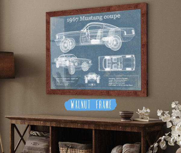 Cutler West 1967 Mustang coupe Blueprint Vintage Auto Print