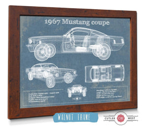 Cutler West 1967 Mustang coupe Blueprint Vintage Auto Print