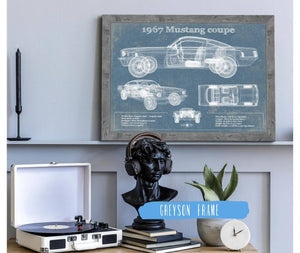 Cutler West 1967 Mustang coupe Blueprint Vintage Auto Print