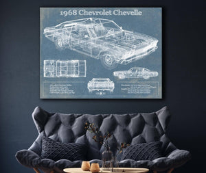 Cutler West 1968 Chevrolet Chevelle Original Blueprint Art
