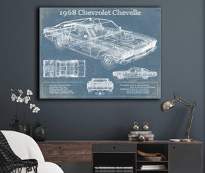 Cutler West 1968 Chevrolet Chevelle Original Blueprint Art
