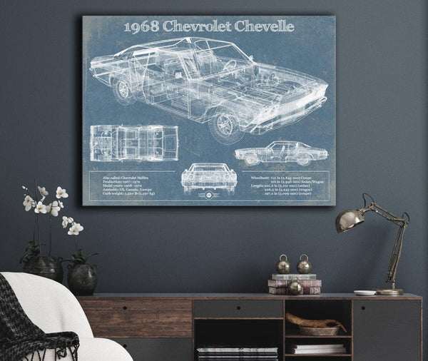 Cutler West 1968 Chevrolet Chevelle Original Blueprint Art