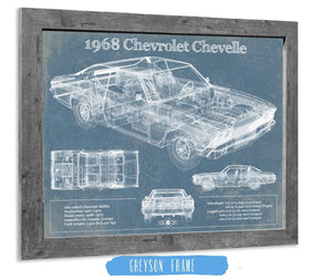 14" x 11" / Greyson Frame Cutler West 1968 Chevrolet Chevelle Original Blueprint Art