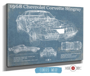 Cutler West 1968 Chevrolet Corvette Stingray Blueprint Vintage Auto Print