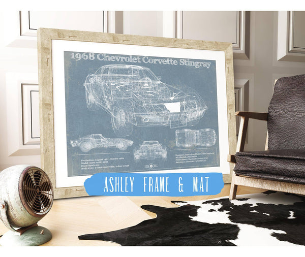 Cutler West 1968 Chevrolet Corvette Stingray Blueprint Vintage Auto Print
