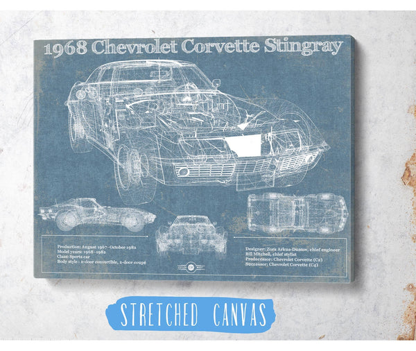 Cutler West 1968 Chevrolet Corvette Stingray Blueprint Vintage Auto Print