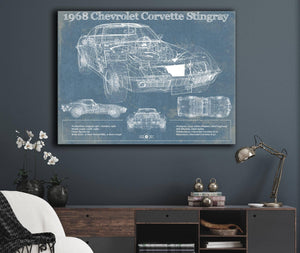 Cutler West 1968 Chevrolet Corvette Stingray Blueprint Vintage Auto Print