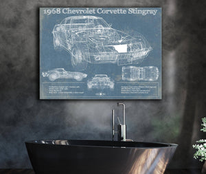 Cutler West 1968 Chevrolet Corvette Stingray Blueprint Vintage Auto Print