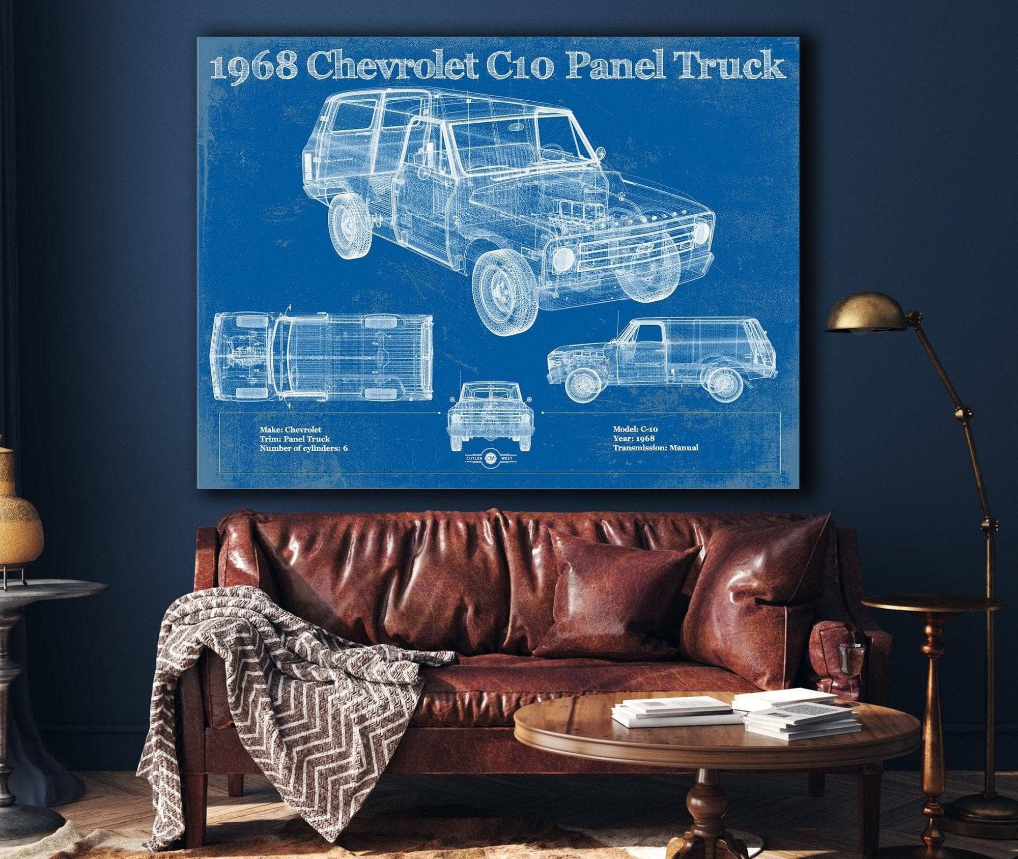 Cutler West Chevrolet Collection 1968 Chevy C10 Pickup Panel Truck Vintage Blueprint